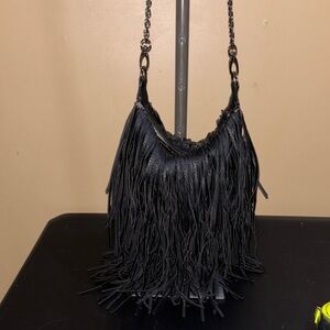 Chic Black Fringe Shoulder Bag